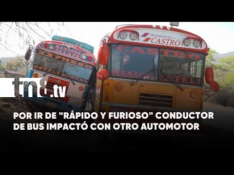 Aparatoso accidente! Bus por adelantar provoca colisión en Estelí