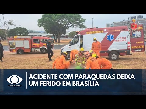 Mulher fica ferida após pouso de paraquedas em Brasília