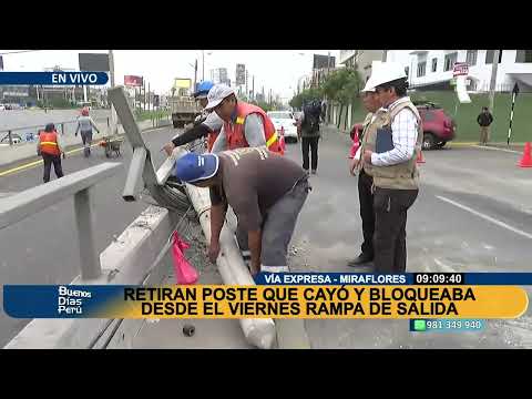 Miraflores: después de 3 días, retiran poste que obstaculizaba tránsito a av. Angamos
