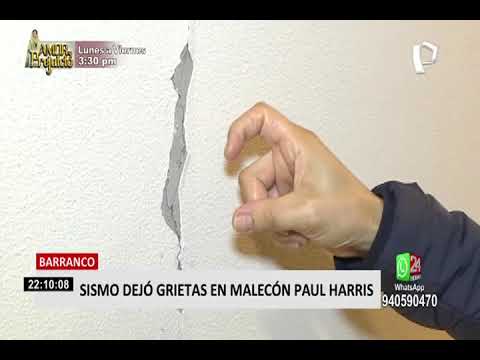 Barranco: sismo de magnitud 6.0 dejó grietas en malecón Paúl Harris