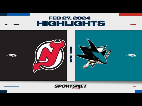 NHL Highlights | Devils vs. Sharks - February 27, 2024