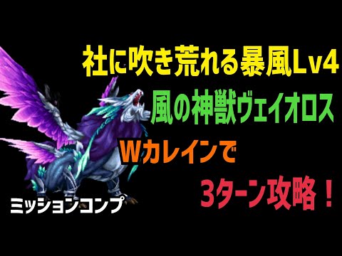 【FFBE】社に吹き荒れる暴風Lv4 Wカレインで3ターン攻略！(ミッションコンプ)