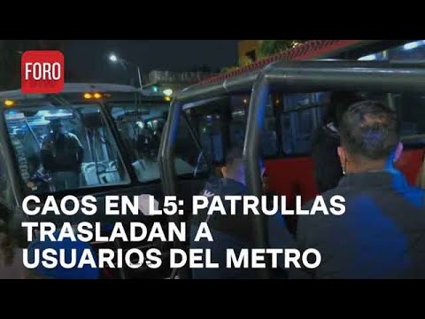Patrullas Transportan a Usuarios de la Línea 5 del Metro Afectados por Volcadura de Tráiler