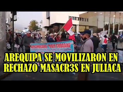 AREQUIPA SE MOVILIZARON POR CENTRO DE LA CIUDAD EN RECH4ZO  DE POLICIAS Y MILITARES...