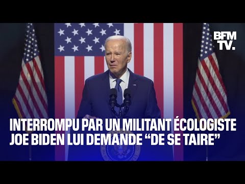 Interrompu par un militant écologiste lors d’un hommage, Joe Biden lui demande “de se taire”