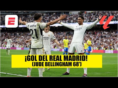 GOL DE BELLINGHAM pone el 2-0 del REAL MADRID vs CÁDIZ en el Santiago Bernabéu | La Liga