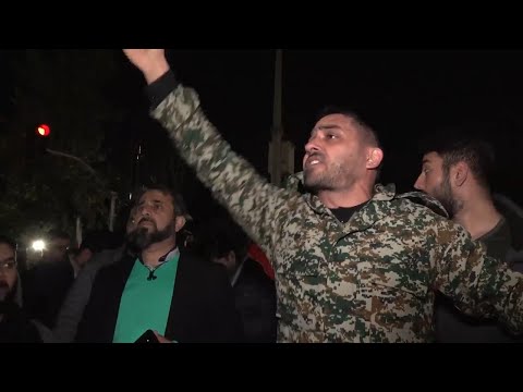 Hardliners celebrate outside British embassy in Tehran after Iran's attack on Israel