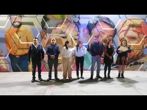 Autoridades inauguraron mega mural en el puente interestatal de Matehuala
