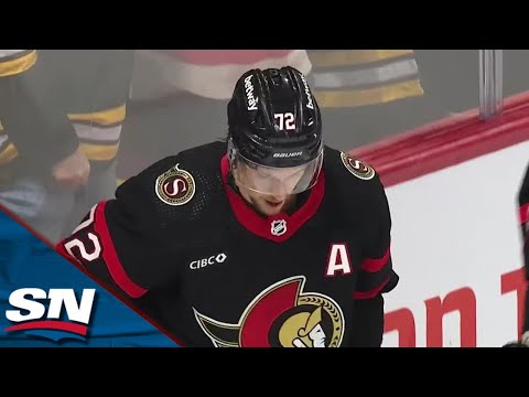 Senators Thomas Chabot Scores Off Drake Bathersons Backhand Pass Before Scrum Breaks Out