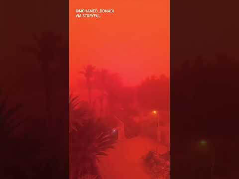 Dust Storm Casts Red Glow on Eastern Libya