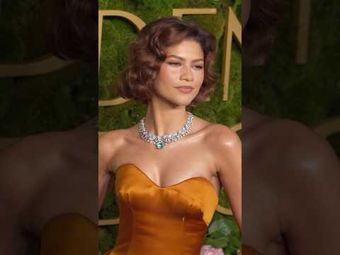 Zendaya debuts chin-length red bob on the 2025 Golden Globes red carpet #shorts