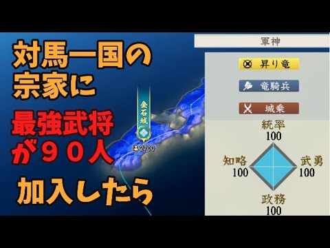 【信長の野望新生PK】対馬一国の宗家に最強姫武将が９０人加入したら、天下統一できるのか【AI観戦】【ゆっくり実況】