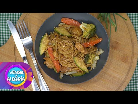 ¡Preparemos un rico espagueti con verduras y fajitas de pollo! | Venga la Alegría