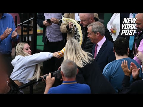Trump ally Nigel Farage gets doused with milkshake as he campaigns for UK Parliament