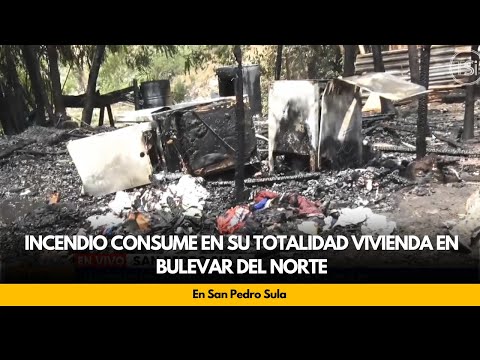 Incendio consume en su totalidad vivienda en bulevar del norte, en San Pedro Sula