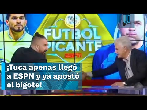 ¡Tuca Ferretti apenas llegó a ESPN y ya apostó el bigote!