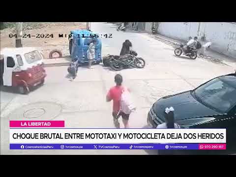 La Libertad: Choque brutal entre mototaxi y motocicleta deja dos heridos