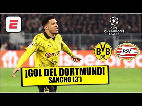 GOLAZO DEL DORTMUND. Jadon Sancho MADRUGÓ al PSV y Borussia Dortmund lo gana 1-0 | Champions League