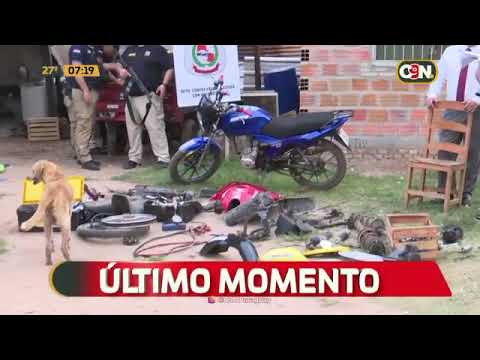 Allanamiento de desarmadero de motocicletas en Asunción