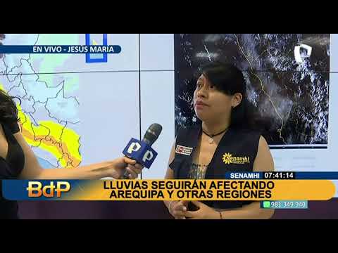 Senamhi: lluvias seguirán afectado Arequipa y otras regiones del país