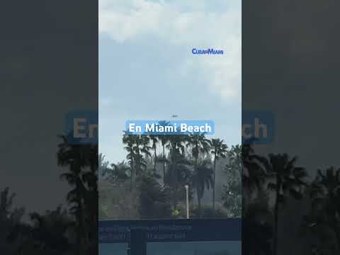 Avión caza sobrevuela a baja altura en Miami Beach #miami