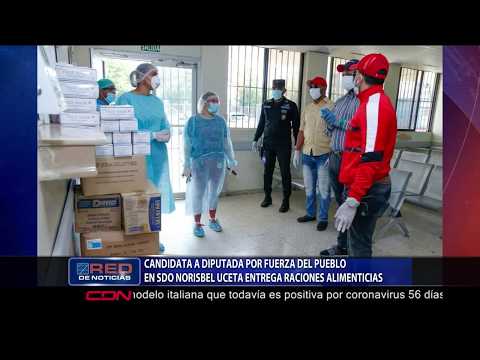 Candidata a diputada por Fuerza del Pueblo en SDO Norisbel Uceta entrega raciones alimenticias