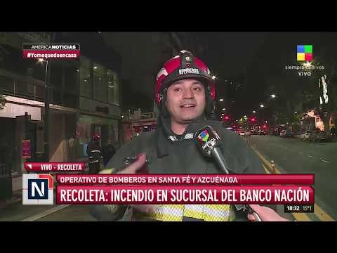 Recoleta: incendio en una sucursal del Banco Nación