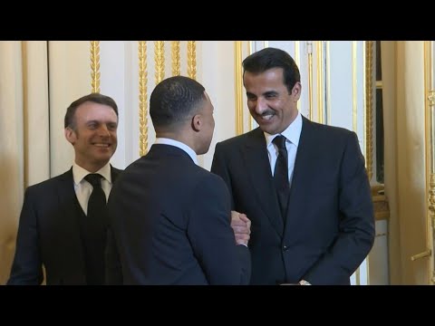 Mbappé à l'Elysée, avec le couple Macron et l'émir Al-Thani | AFP Images