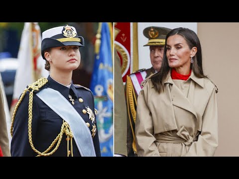 La reina Letizia y la princesa Leonor desafían a la lluvia en el Día de la Fiesta Nacional