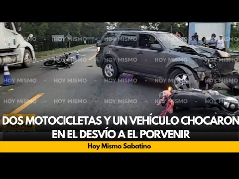 Dos motocicletas y un vehículo chocaron en el desvío a El Porvenir