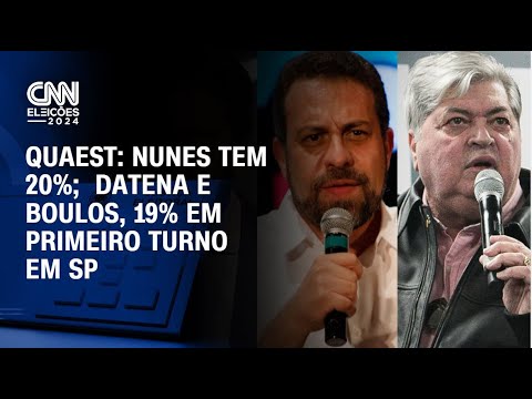 Quaest: Nunes tem 20%;  Datena e Boulos, 19% em primeiro turno em SP | CNN NOVO DIA