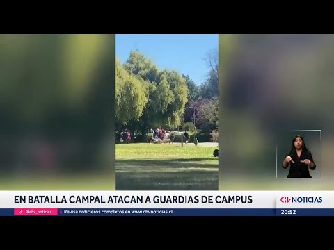 Registran violento actuar de escolares atacando a guardias en campus de la Universidad de Concepción