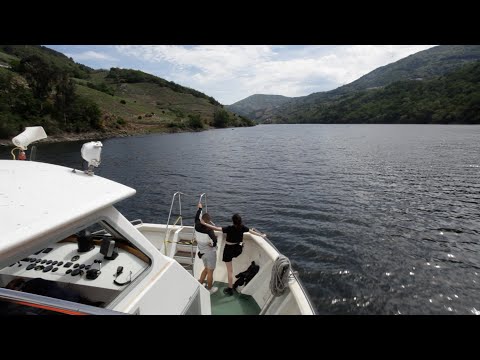 Turistas disfrutan de un paseo en catamarán por el río Sil