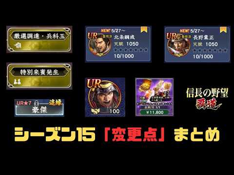 【信長の野望　覇道】S15からの変更点まとめ!!【シーズン15】