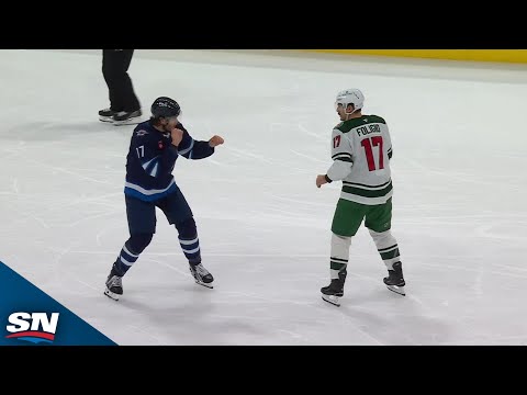 Jets Adam Lowry Outlasts Wilds Marcus Foligno In Spirited Tilt