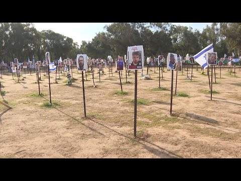 Installation at the site of the Hamas attack in Israel pays tribute to victims and hostages