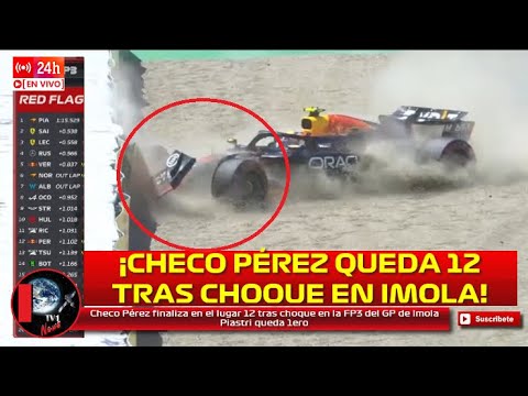 Checo Pérez finaliza en el lugar 12 tras choque en la FP3 del GP de Imola Piastri queda 1ero