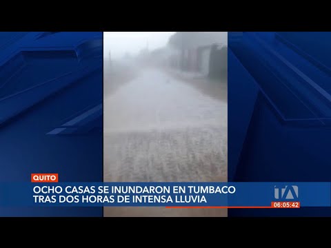 8 casas inundadas por las fuertes lluvias preocupan a los vecinos de Tumbaco