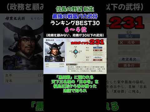 戦国の世でしか生きられないであろう、政務を顧みない「戦国バカ」最強ランキングBEST30 6~4位【信長の野望・新生PK】 #ランキング#信長の野望新生 #ゲーム実況#最強