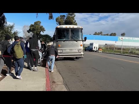 Border Patrol releases hundreds of migrants at a bus stop after San Diego runs out of aid money