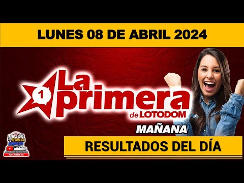 Sorteo Lotería la Primera ? LUNES 08 de abril 2024 - 12:00 PM #envivo #laprimera #Lotodom
