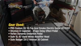 PRS Custom 24 10-Top Azul Smoke Electric Guitar #215337 Quick n' Dirty