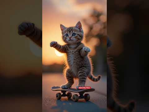 Cute Cat Running On Skater ❤️🥰 #cats #catvideos #catlovers #meow #catshorts #shorts #virals