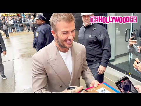David Beckham Is In A Really Good Mood & Signs Autographs For Fans At Good Morning America In N.Y.