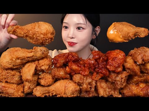 SUB)겉바속촉 교촌 후라이드 먹방! 레드 허니콤보까지 치킨파티 리얼사운드 Chicken Mukbang Asmr