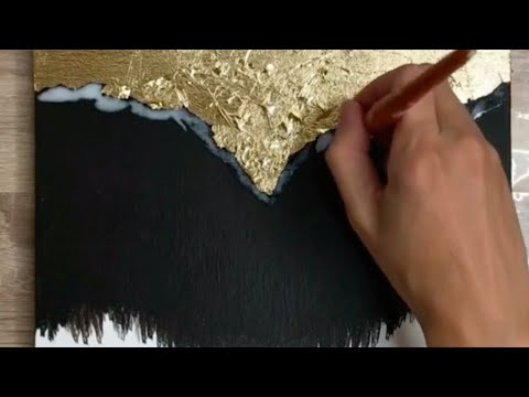 Abstract Acrylic Painting Using Gold Leaf - Best videos - Compilation