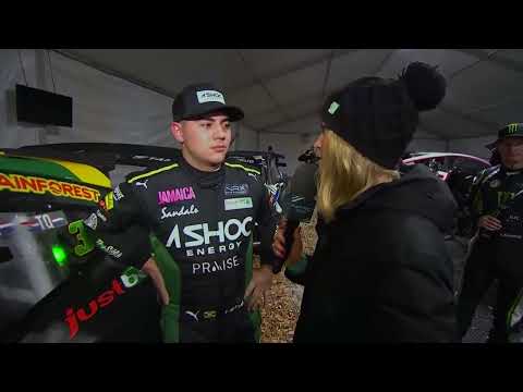 Fraser McConnell post race interview after Day 1 Nitro Rallycross Final victory in Quebec, Canada