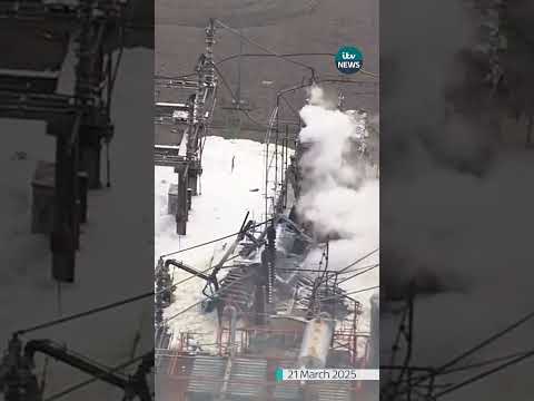 Aerials show destruction after electrical substation fire shuts down Heathrow#itvnews #heathrow