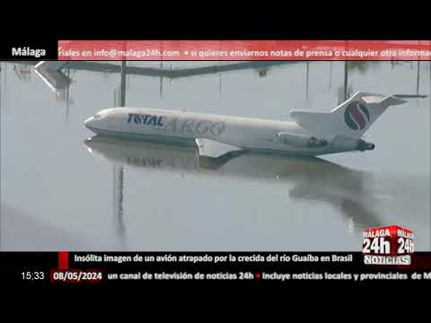 Noticia - Insólita imagen de un avión atrapado por la crecida del río Guaíba en Brasil