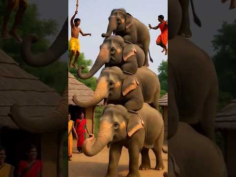 Funny elephant climbing on eachother #shortsfeed #animals #animalattack #shortvideo